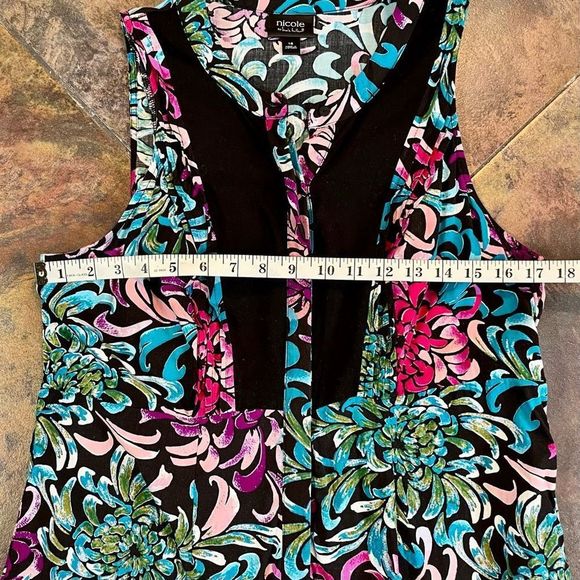 Nicole by Nicole Miller MIDI Floral Sleeveless Dress Buttons Halfway Size 16 - Picture 6 of 9